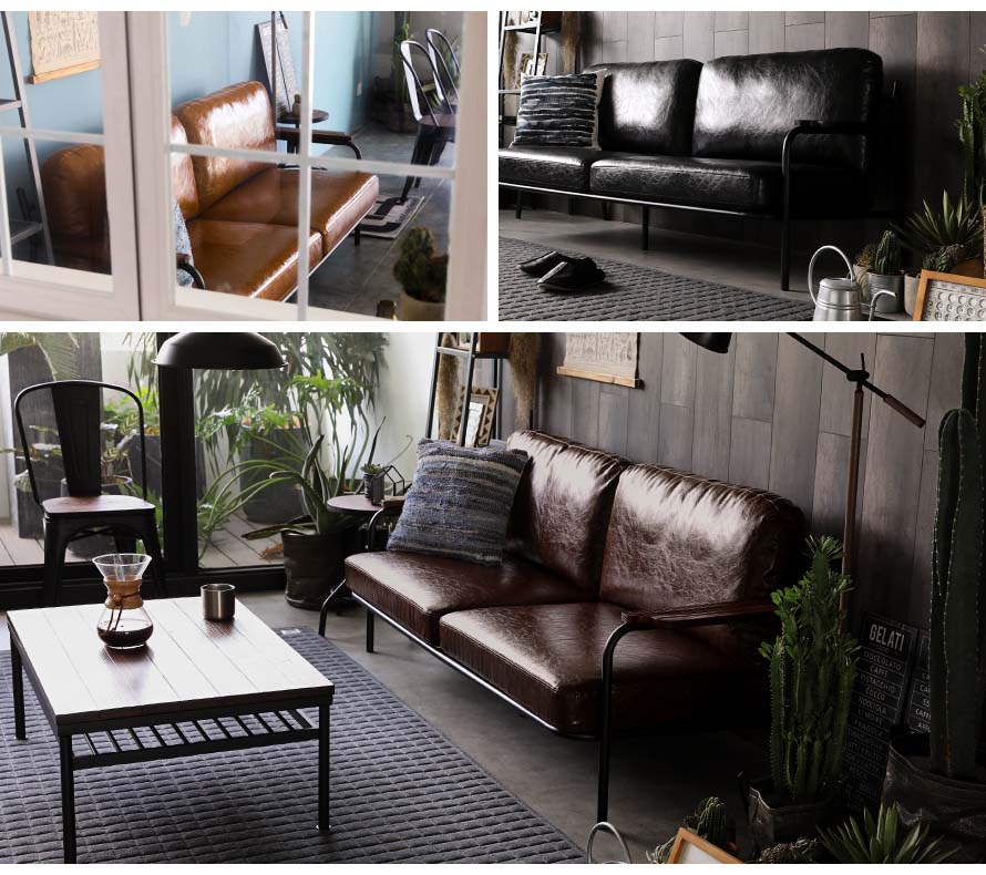 The Sanctum 3 seater japanese sofa in a rustic and vintage environment.