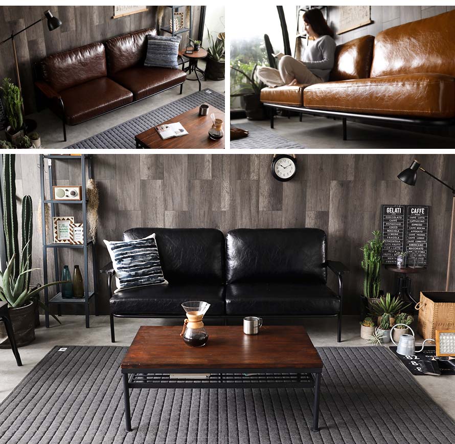 The Sanctum metal frame sofa with solid wood.