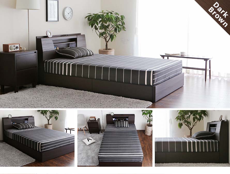 The dark brown Feliz bed is seen here.