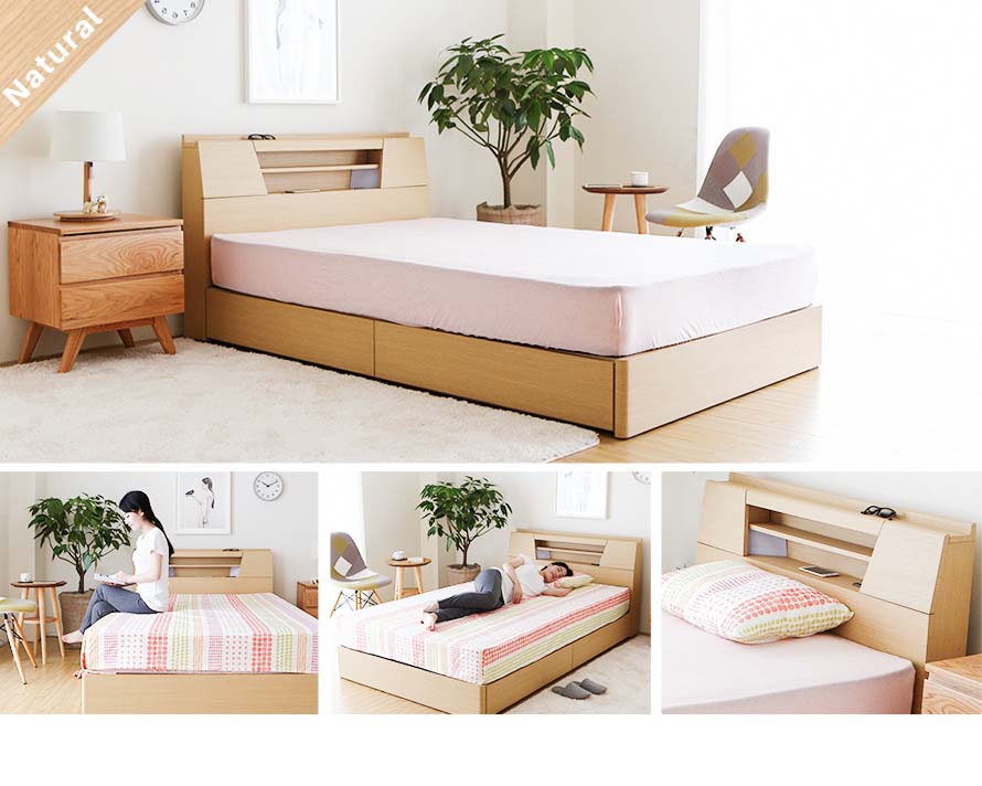 The natural wood color Feliz bed can be seen here.