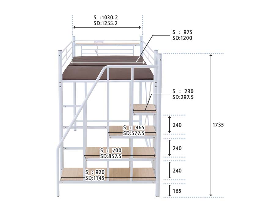 Linie Japanese Metal Loft Bed BedandBasics.sg